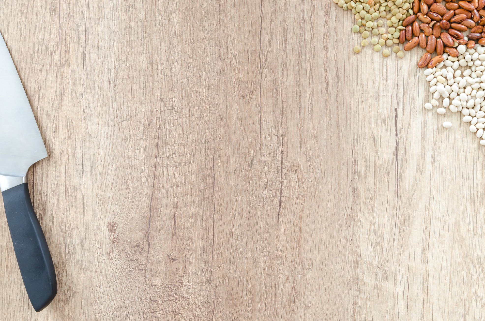 Bean Mix with Knife on Wooden Table